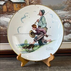 Vintage Gorham Bone China Norman Rockwell Fishin Plate